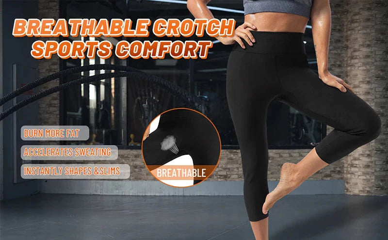 Womens Sauna Sweat Body Shaper High Waist Slimmer Tights Fitness Pants Workout Suit Slimming Waist Trainer Weight Loss Shapewear
